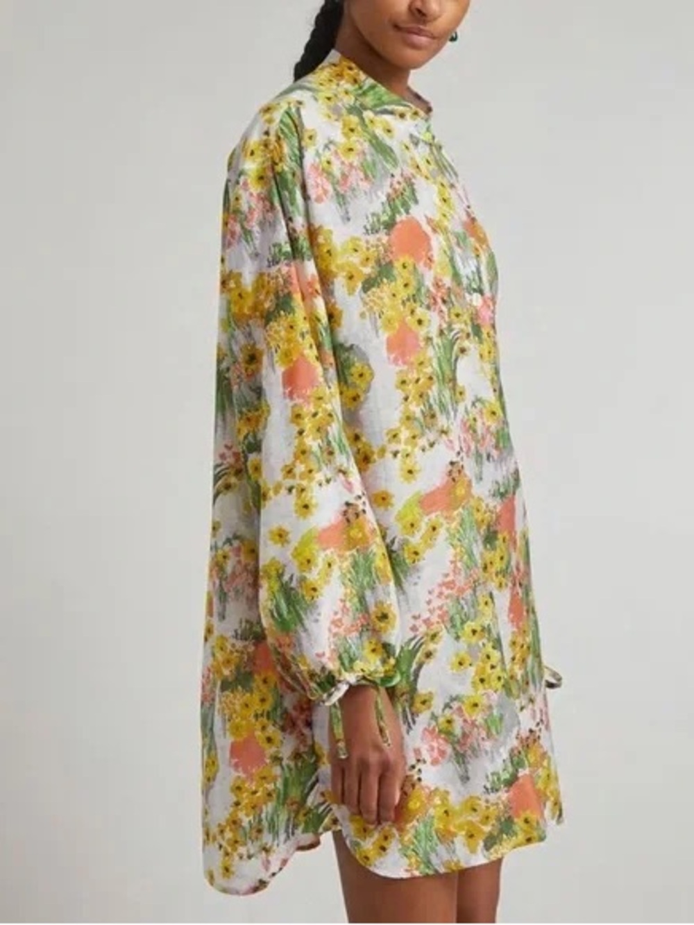 STINE GOYA Neva Floral-Print Woven Tunic Shirt Dress Sz S NWOT